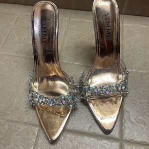 Gold Embellished Women's Heels